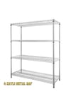 Ayarlanabilir 4 Katlı Depo Rafı 152x53x183 Cm Kiler Mutfak Balkon Çiçeklik Çelik Tel Raf