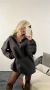 Kadın Geniş Kesim Balon ve Düşük Kol Oversize Sweatshirt FÜME