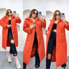 Kadın Oversize Kapitone Şişme Uzun Astarlı Mont ORANJ