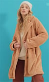 Kadın Oversize Peluş Düğmeli Mont Ceket