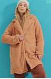 Kadın Oversize Peluş Düğmeli Mont Ceket