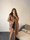 Kadın Uzun Stil Oversize Standart Beden Uzun Hırka VİZON