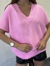 Kadın V Yaka Triko Süveter PEMBE