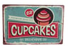 Metal Tabela Cupcakes Retro Tasarım 20X30 Cm