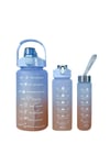 Motivasyonel 3lü Set Su Matarası Su Şişesi Suluk 2lt+900ml+600ml Tritan Spor Salonu Su Şişesi Suluk