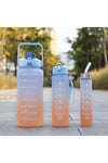 Motivasyonel 3lü Set Su Matarası Su Şişesi Suluk 2lt+900ml+600ml Tritan Spor Salonu Su Şişesi Suluk