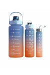 Motivasyonel 3lü Set Su Matarası Su Şişesi Suluk 2lt+900ml+600ml Tritan Spor Salonu Su Şişesi Suluk