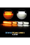 Off Road SUV Pick-up İş Makinası Led İkaz Sinyal Çakar Lamba Seti Beyaz Sarı 18 Mod Led Işık Seti