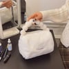 Peluş Makyaj Kozmetik Bakım Malzemesi Çantası ve Kürklü Seyahat Organizer Çanta