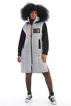 Siyah Oversize Kapüşonlu Bayan Kaban Barcode Mont