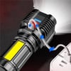 Ultra Parlak El Feneri Usb Şarj 4 Led+Yan Cob Led Taktik El Feneri
