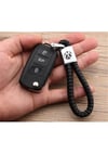 Volkswagen Uyumlu Deri Örgü Anahtarlık Vida Kelepçeli Kırmızı