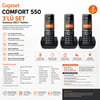 Gigaset Comfort 550 Siyah DECT Telefon 3'lü Set – Renkli Ekranlı Kablosuz Ev ve Ofis Telefonu