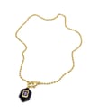 Vp 14 K Altın Kaplama Altıgen Ametist Taşlı Charm Kolye 45cm