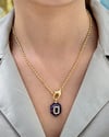 Vp 14 K Altın Kaplama Altıgen Ametist Taşlı Charm Kolye 45cm