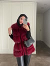 Angora Kürk Yelek-Bordo