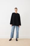 Dikiş Detaylı Yırtmaçlı Sweatshirt-Siyah
