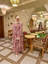 Eliora Katlı Fırfırlı Desenli Şifon Elbise-Lila