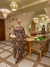 Eliora Katlı Fırfırlı Desenli Şifon Elbise-Camel