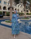 Eliora Katlı Fırfırlı Desenli Şifon Elbise-Lacivert
