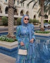 Eliora Katlı Fırfırlı Desenli Şifon Elbise-Lacivert