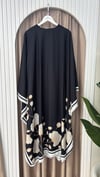 Floral Kaftan Elbise-Siyah