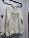 Guess Taşlı Premium Sweatshirt-Beyaz