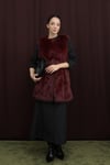 Kadın Kemerli Lolita Kürk Yelek-Bordo