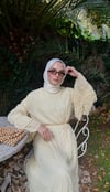Kol Detaylı Kraş  Dokulu Şifon Elbise-Butter Yellow