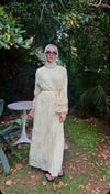 Kol Detaylı Kraş  Dokulu Şifon Elbise-Butter Yellow