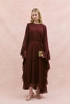 Lora Fırfır Abaya-Bordo