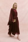 Lora Fırfır Abaya-Bordo