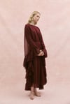 Lora Fırfır Abaya-Bordo