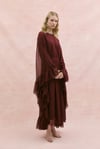 Lora Fırfır Abaya-Bordo