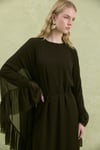 Lora Fırfır Abaya-Kahverengi