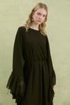 Lora Fırfır Abaya-Kahverengi