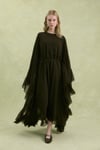 Lora Fırfır Abaya-Kahverengi