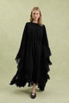 Lora Fırfır Abaya-Siyah