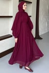 Luna Taşlı Elbise-Bordo