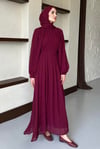 Luna Taşlı Elbise-Bordo
