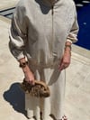 Natura Keten Nakışlı  Takım-Bej
