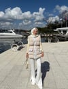 Paçası Yırtmaçlı Scuba Pantolon-Beyaz