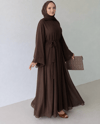 Şifon Abaya -Kahverengi