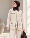 Tw*st Model İşlemeli Ceket-Ekru