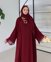 Zarya Abaya Takımı (Abaya-Şal-İç Elbise)-Bordo