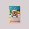 Banyolara Özel - Köpük Keyfi Şirin Kedi - Çerçeveli Banyo Tablosu