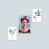 Frida Kahlo ve Yaprak Temalı 3'lü Tablo Seti