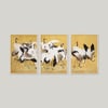 Japanese Flock of Cranes 18. Yüzyıl Ishida Yūtei Vintage Japon Turna Kuşları 3'lü Çerçeveli Tablo Seti