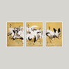 Japanese Flock of Cranes 18. Yüzyıl Ishida Yūtei Vintage Japon Turna Kuşları 3'lü Çerçeveli Tablo Seti