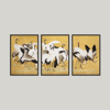 Japanese Flock of Cranes 18. Yüzyıl Ishida Yūtei Vintage Japon Turna Kuşları 3'lü Çerçeveli Tablo Seti